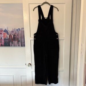 Rylee + Cru Wide Leg Black Corduroy Overalls